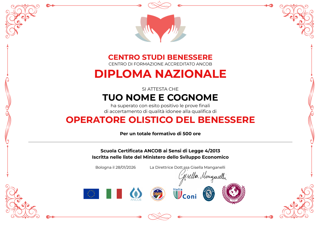 Diploma Nazionale Operatore Olistico del Benessere - Centro Studi Benessere